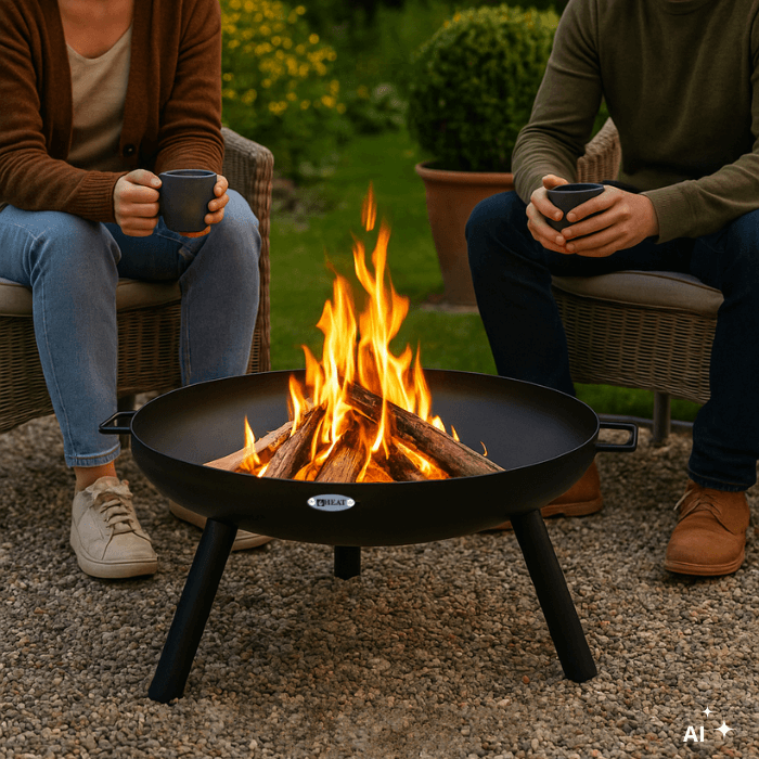 HEAT Cuenco de fuego Classic Ø 60 cm Feet & Handle Negro