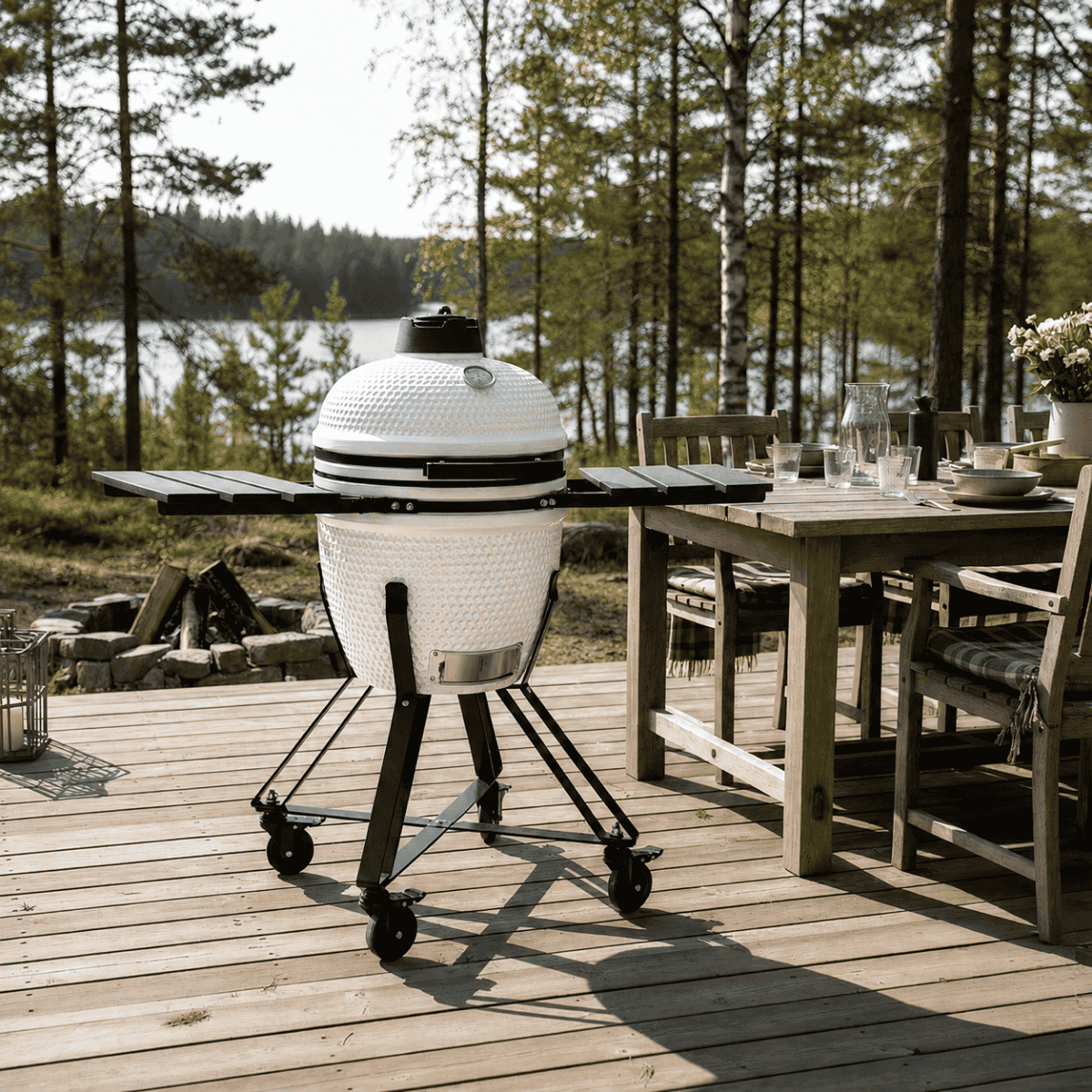 Barbacoa kamado Fyregg 18 blanca HEAT Premium