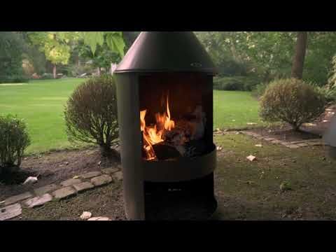 HEAT Chimenea Exterior Larvik con Almacenamiento de Madera