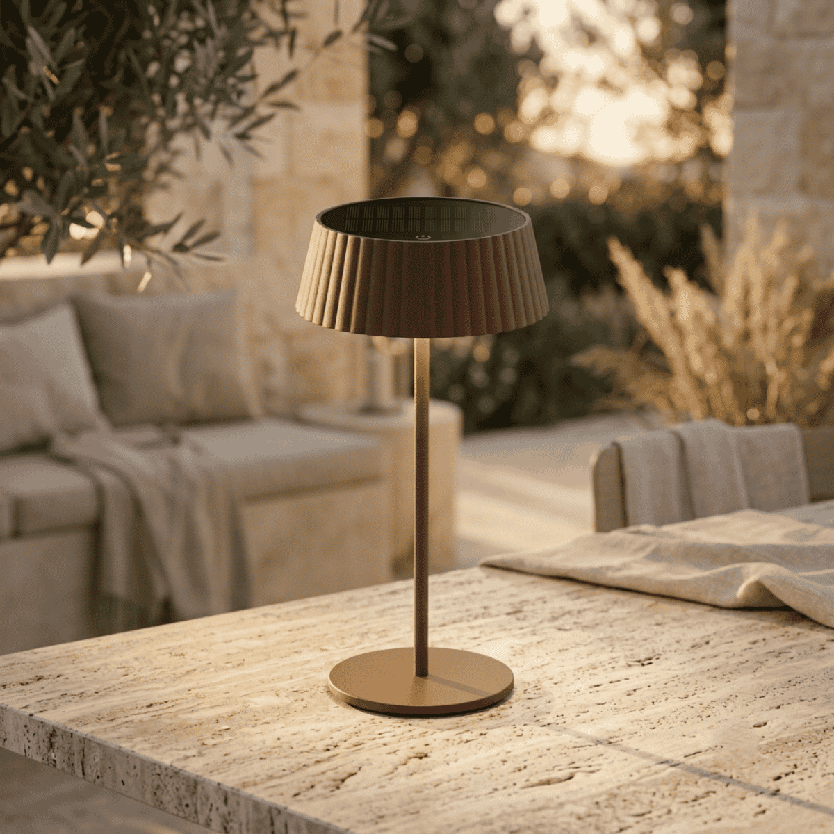 Lámpara de mesa solar Jyp marrón ZOLUNA