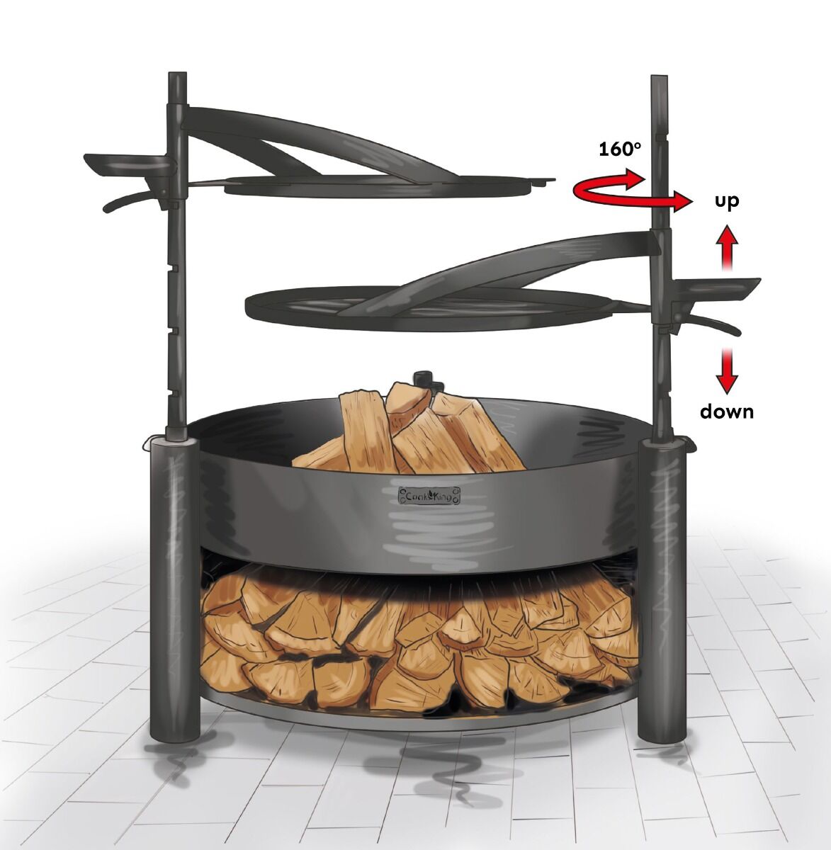 CookKing Cuenco de Fuego Multifuncional Montana X con Rejilla para Asar 60 cm