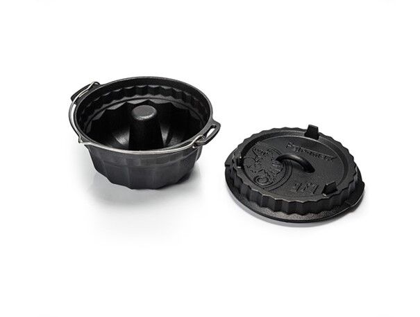 Molde de turbante de hierro fundido Petromax con tapa de molde para pasteles