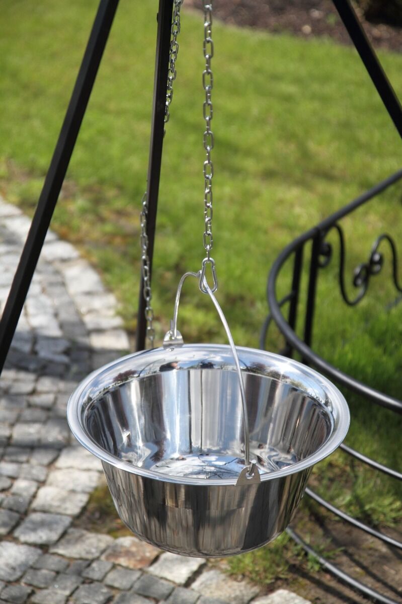 CookKing Trípode 180 cm con olla de acero inoxidable 14 L