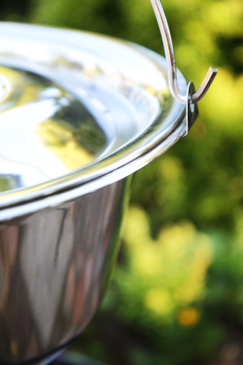 CookKing Trípode 180 cm con olla de acero inoxidable 14 L