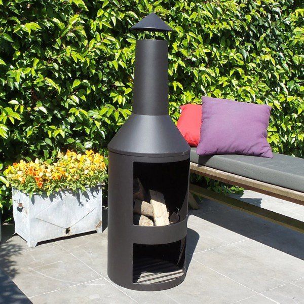 HEAT Chimenea Exterior Larvik con Almacenamiento de Madera