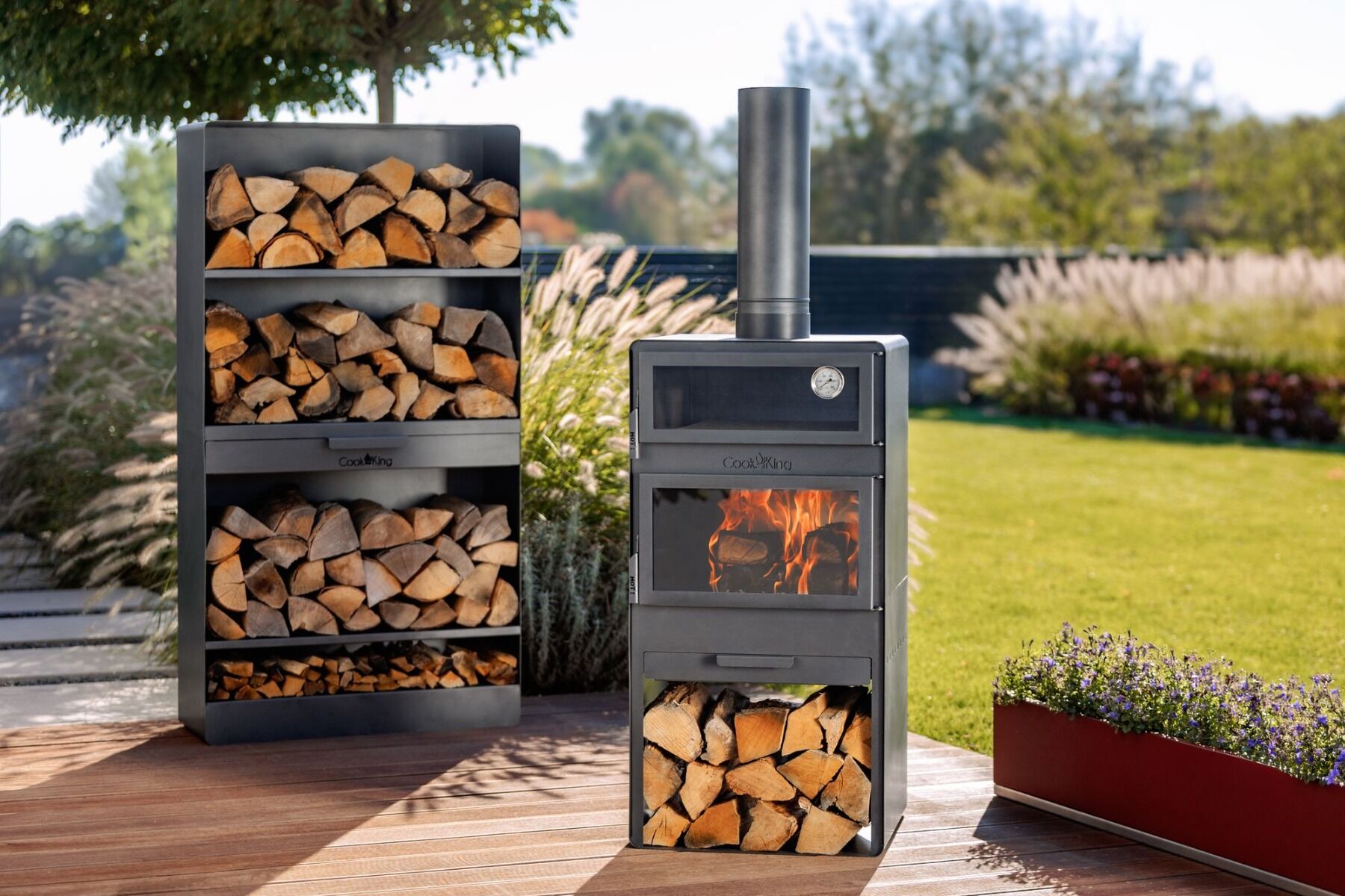 Chimenea de Jardín CookKing Vento con Función de Horno y Doble Acristalamiento