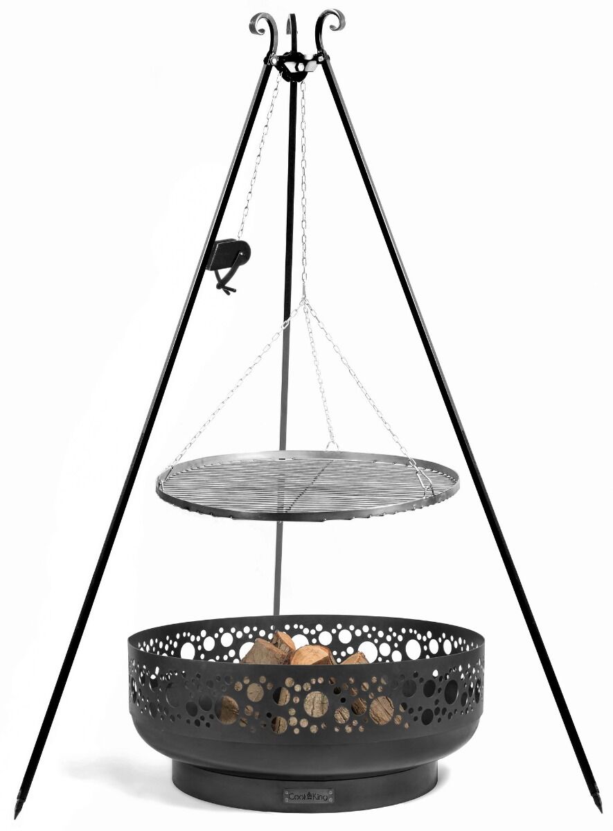 CookKing Trípode 180 cm con rejilla de parrilla + polea