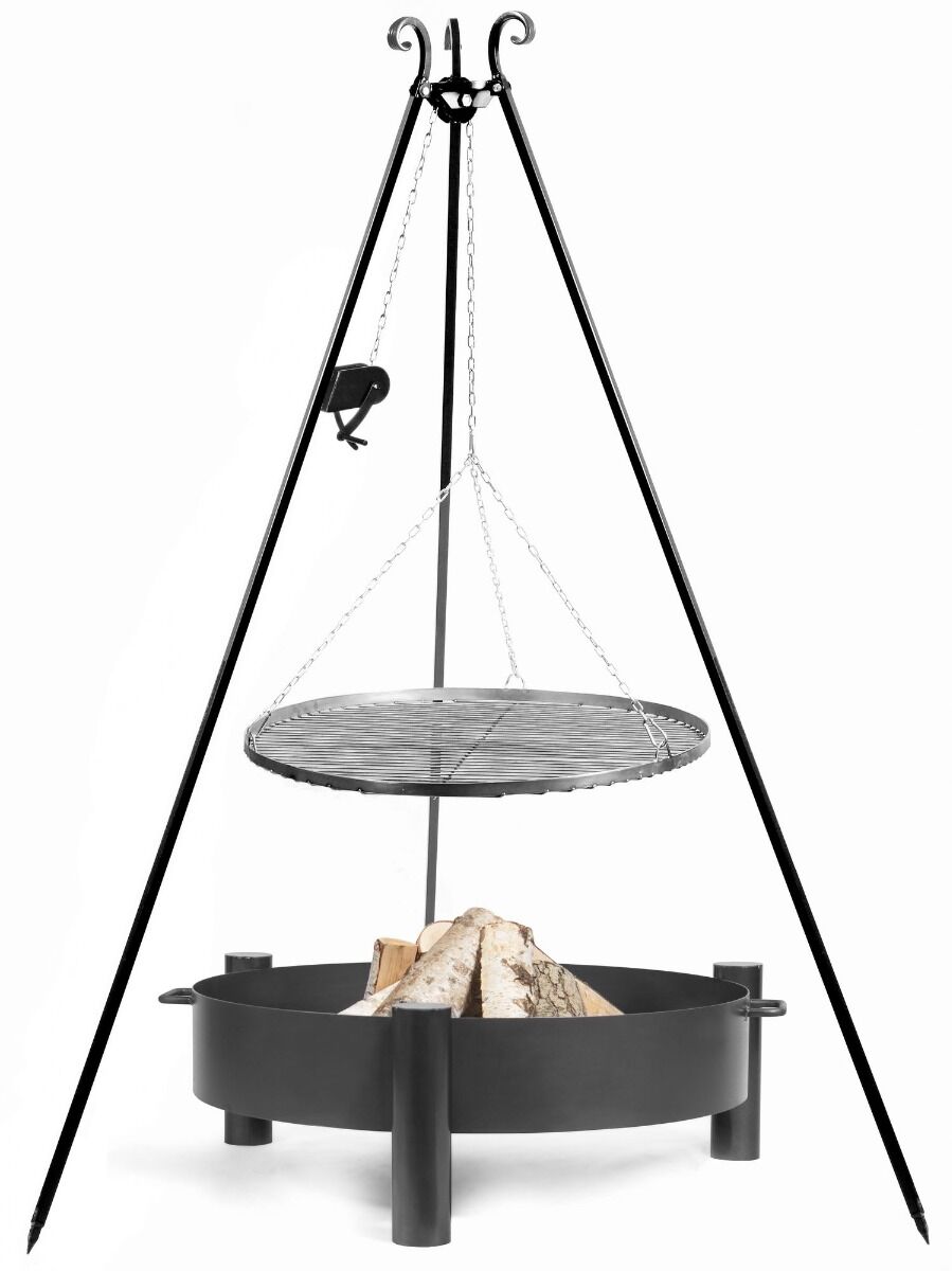 CookKing Trípode 180 cm con Parrilla de Acero Inox. + Polea