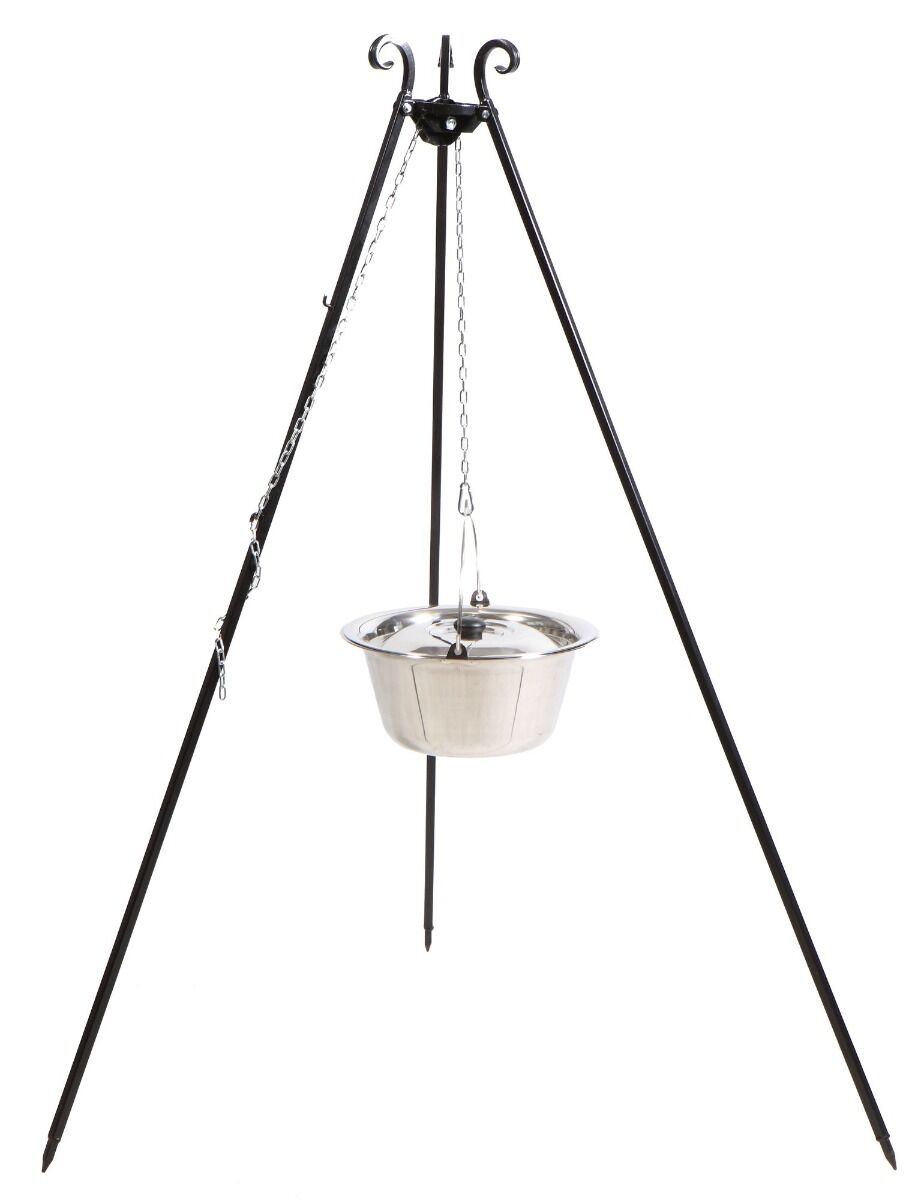 CookKing Trípode 180 cm con Olla de Acero Inoxidable 10 L