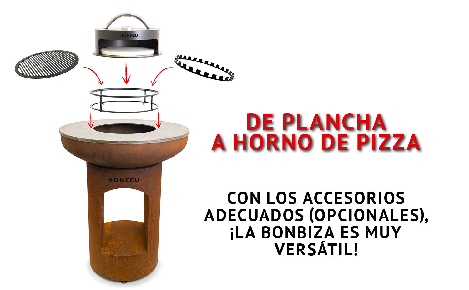 Barbacoa plancha BonBiza abierta negra BonFeu