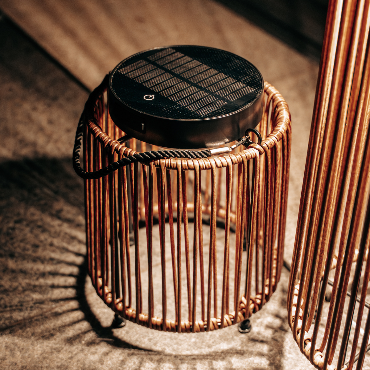 Lámpara de suelo solar Luca roble claro ZOLUNA