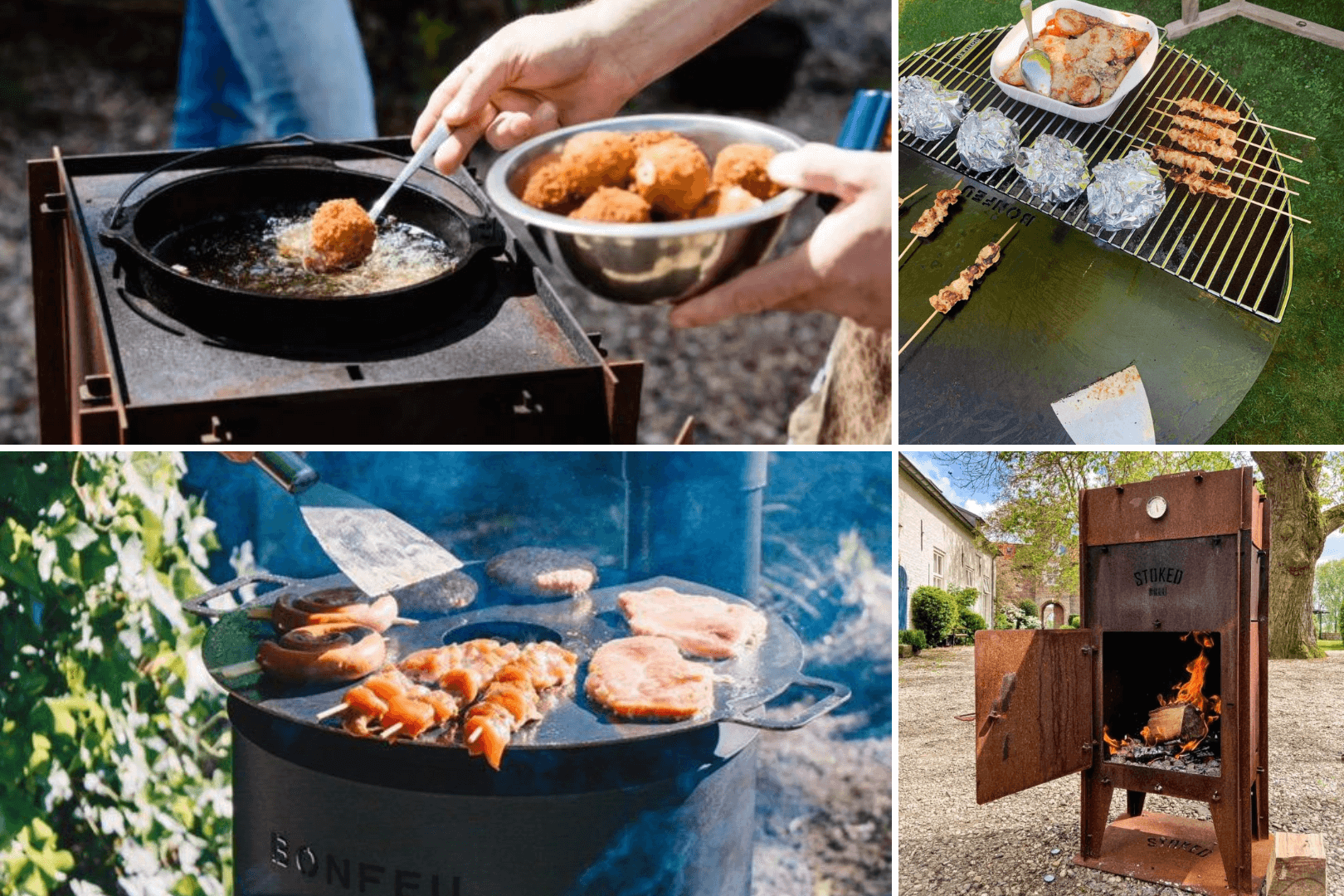 Cocinar en el fuego del jardín